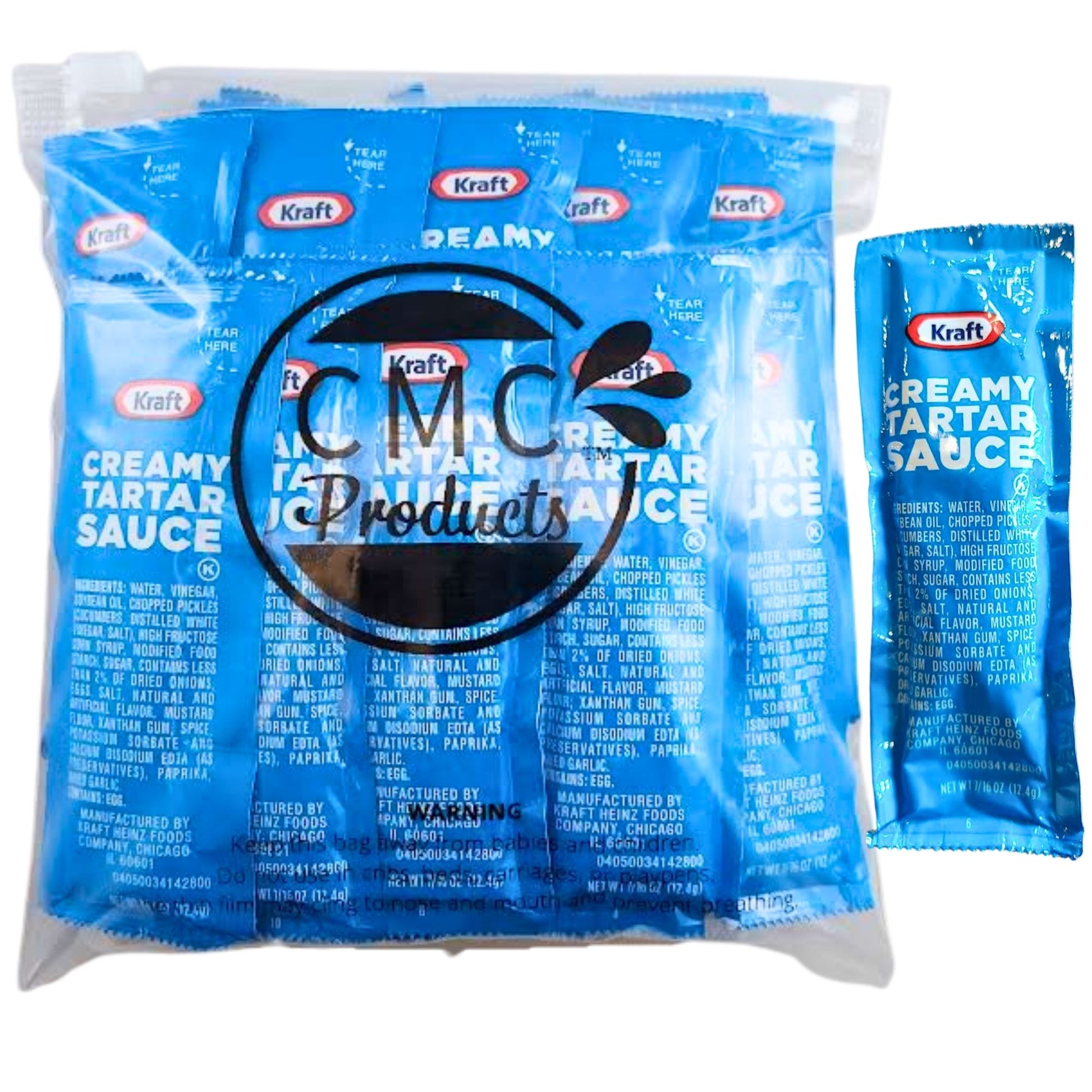 Creamy Tartar Sauce Packets – (12g Each) with Spreader in Resealable Slide Seal Bag – Packaged by CMC Products