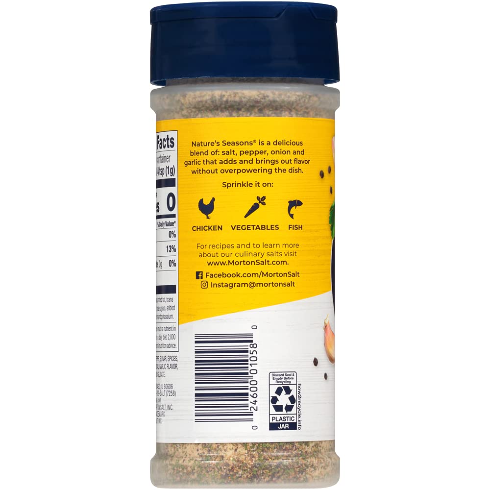 Morton Nature's Seasons Seasoning Blend, 7.5 Ounce (2 pack) w/ Custom CMC Measuring Spoon 1tbsp & 1tsp
