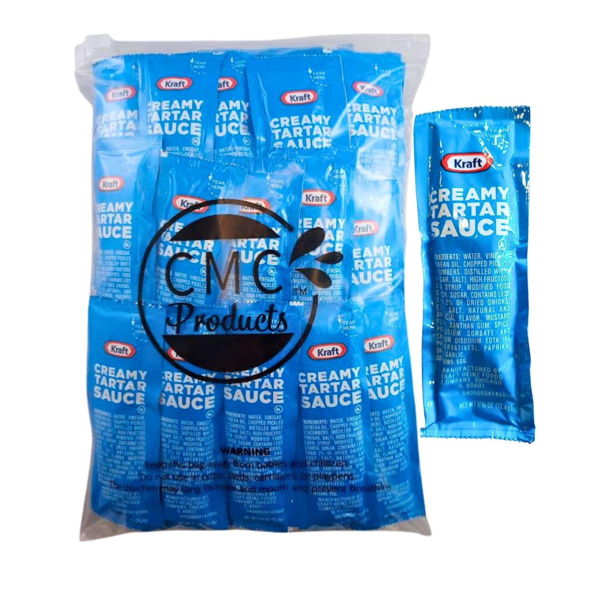 Creamy Tartar Sauce Packets – (12g Each) with Spreader in Resealable Slide Seal Bag – Packaged by CMC Products
