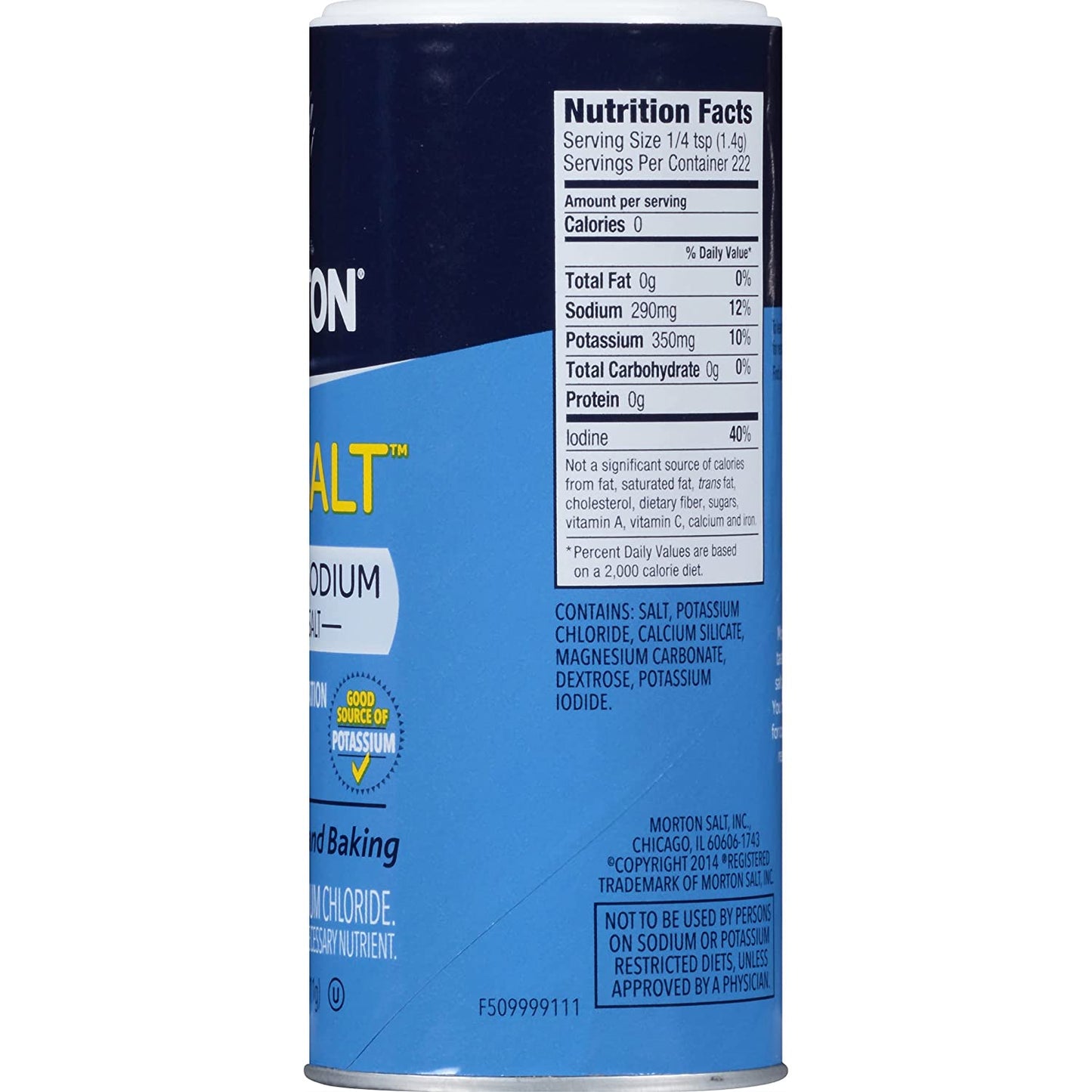 Morton Lite Salt, With Half The Sodium Of Table Salt, 11 oz (2pack) w/ Custom CMC Measuring Spoon 1tbsp & 1tsp