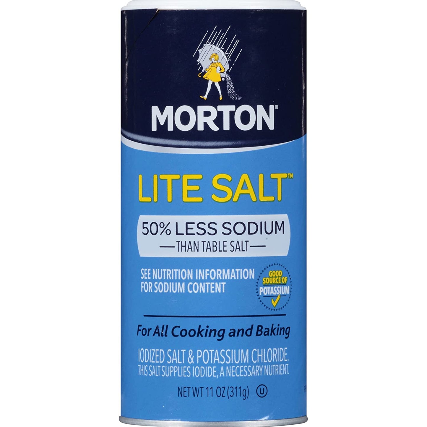 Morton Lite Salt, With Half The Sodium Of Table Salt, 11 oz (2pack) w/ Custom CMC Measuring Spoon 1tbsp & 1tsp