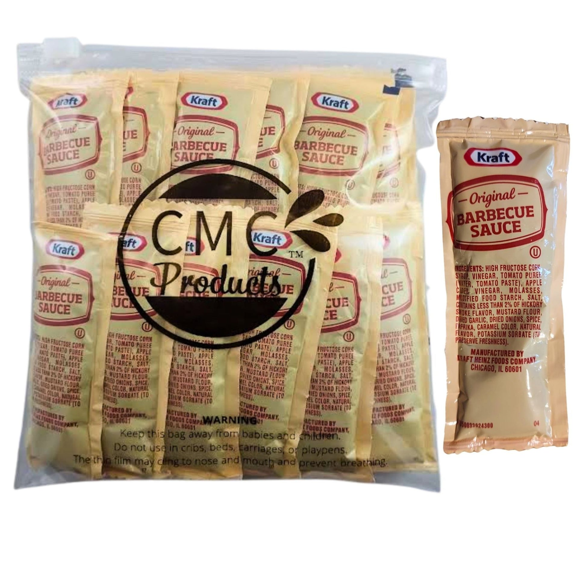 Original Barbecue Sauce Packets – (12g Each) with Spreader in Resealable Slide Seal Bag – Packaged by CMC Products