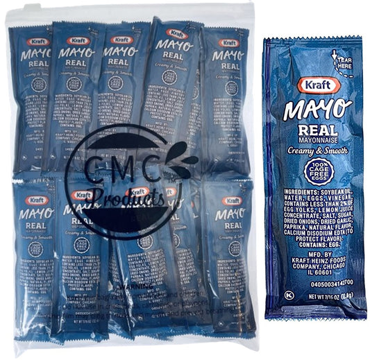 25, 35, 50, & 100 Packs of Kraft Real Mayo Condiment Packs - Single Serve Packets of Mayo w/ Plastic Food Bag & Slide Seal for easy storage – Perfect for Boxed Lunches, BBQ, Picnics, and Parties