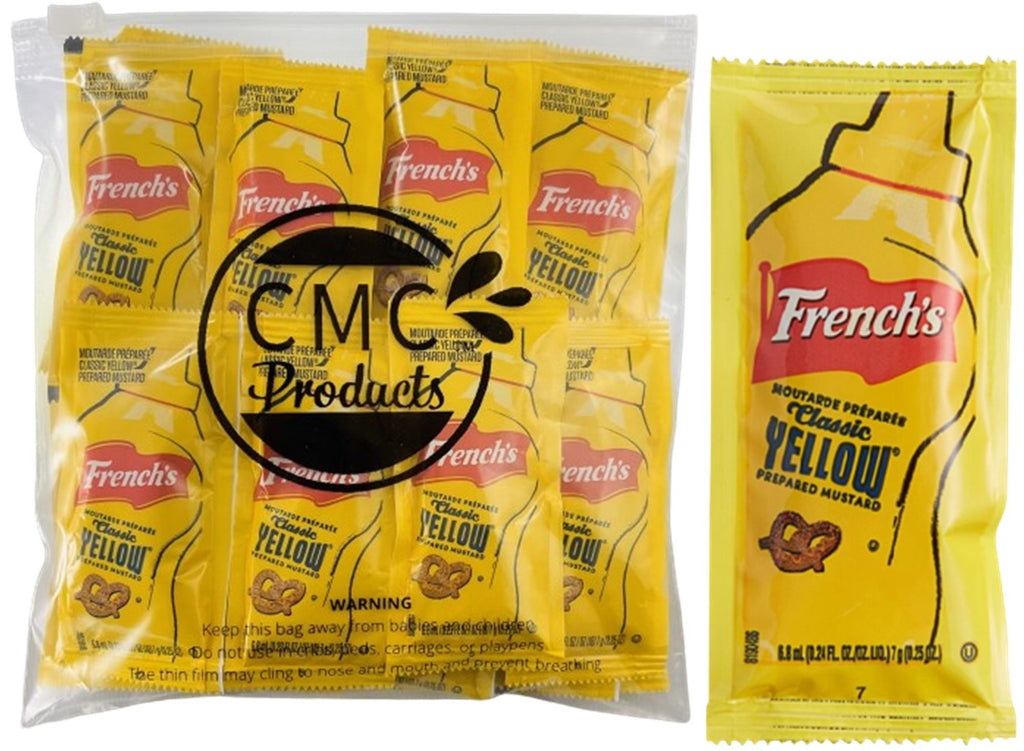 25, 50 & 100 Packs of French’s Mustard Packets - Single Serve Mustard Condiment Packs in Slide Seal Bag