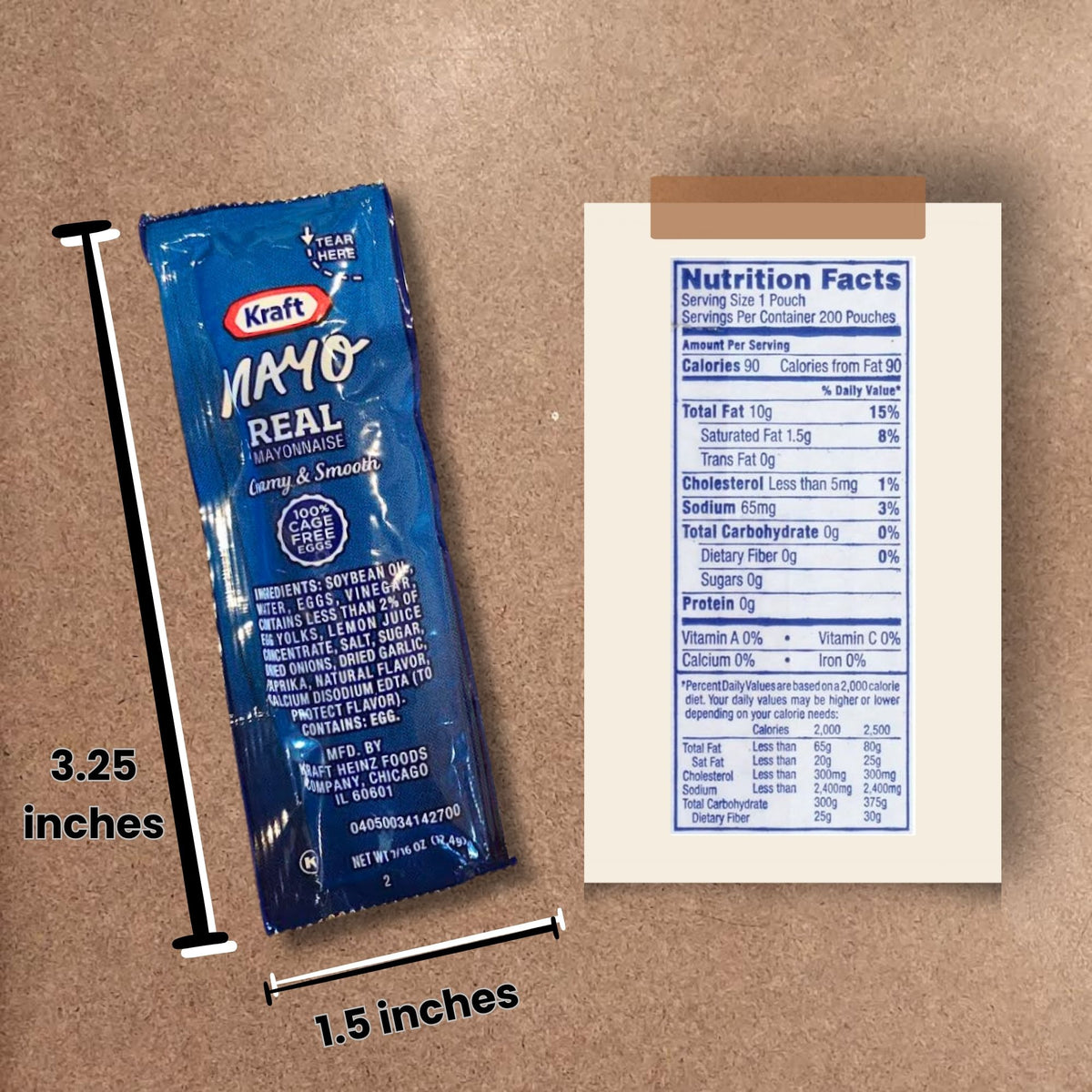 25, 35, 50, & 100 Packs of Kraft Real Mayo Condiment Packs - Single Se ...