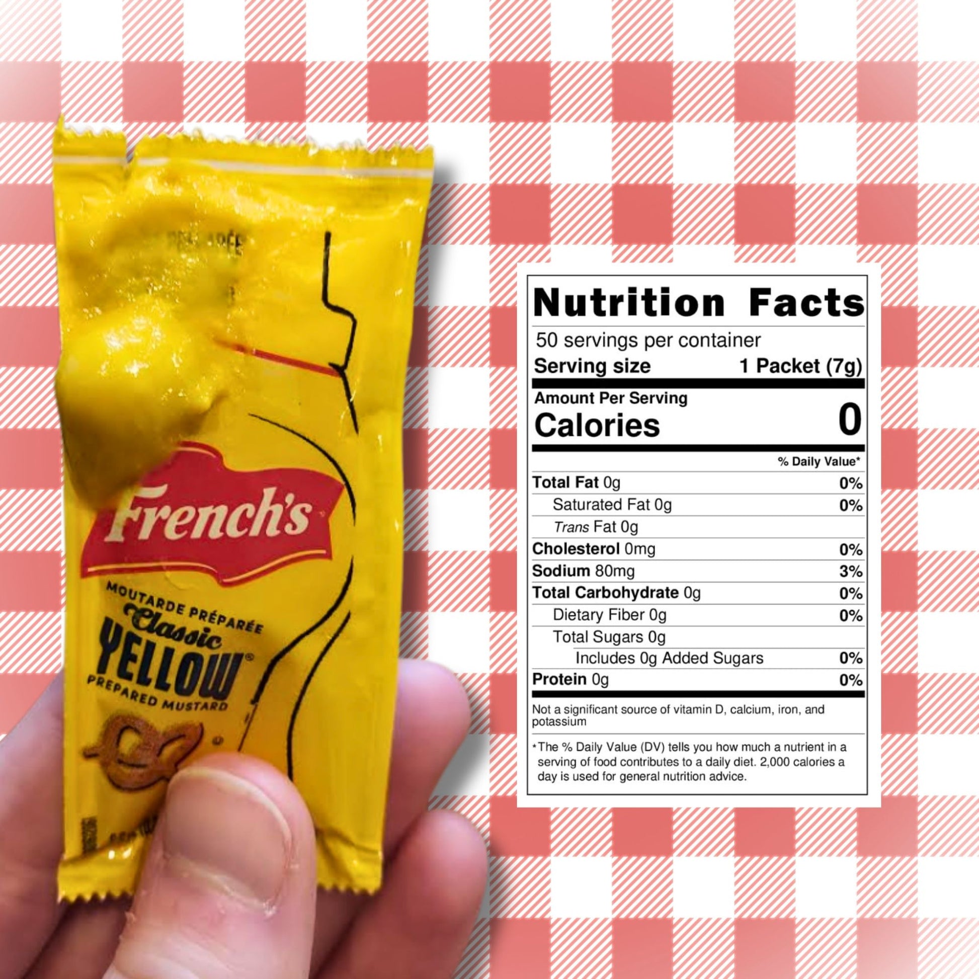 25, 50 & 100 Packs of French’s Mustard Packets - Single Serve Mustard Condiment Packs in Slide Seal Bag