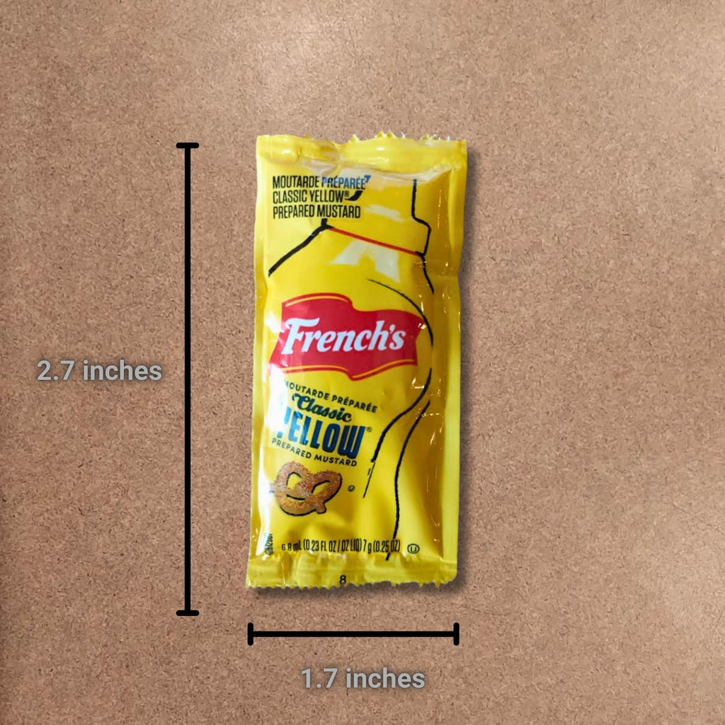 25, 50 & 100 Packs of French’s Mustard Packets - Single Serve Mustard Condiment Packs in Slide Seal Bag