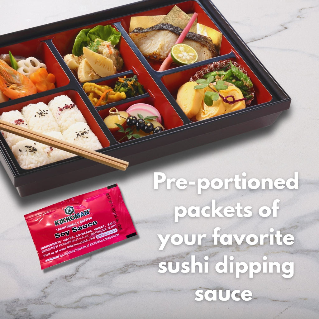 Soy Sauce Packets – (8mL Each) in Resealable Slide Seal Bag with Stir Sticks – Single-Serve Condiment Packaged by CMC Products