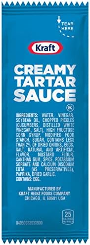 Creamy Tartar Sauce Packets – (12g Each) with Spreader in Resealable Slide Seal Bag – Packaged by CMC Products