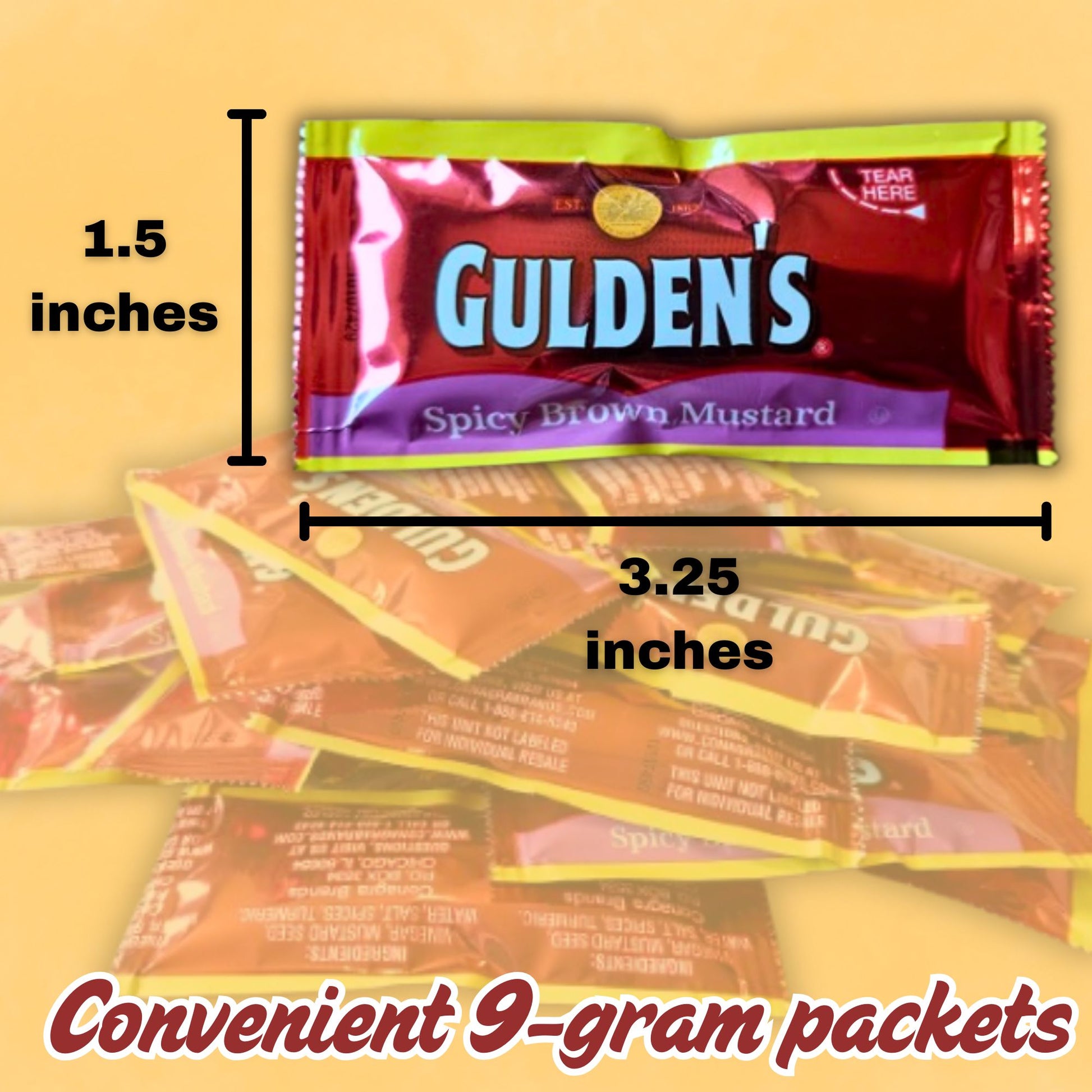 25 & 50 Packs of Gulden’s Spicy Brown Mustard Packets in Slide Seal Bag - 0.32 Ounce (9.07 Gram)