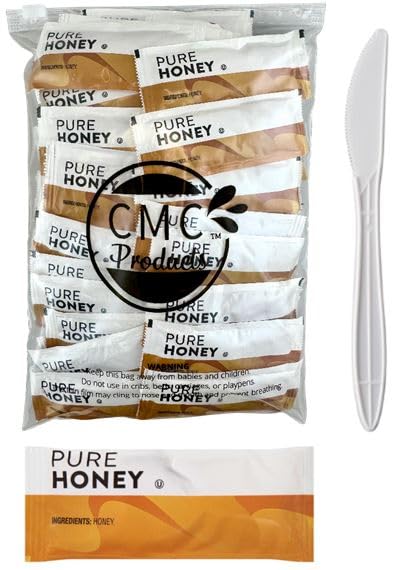 Flavorsmith Honey Packets – 50 & 200 Count (9g Each) with Spreader in Resealable Slide Seal Bag