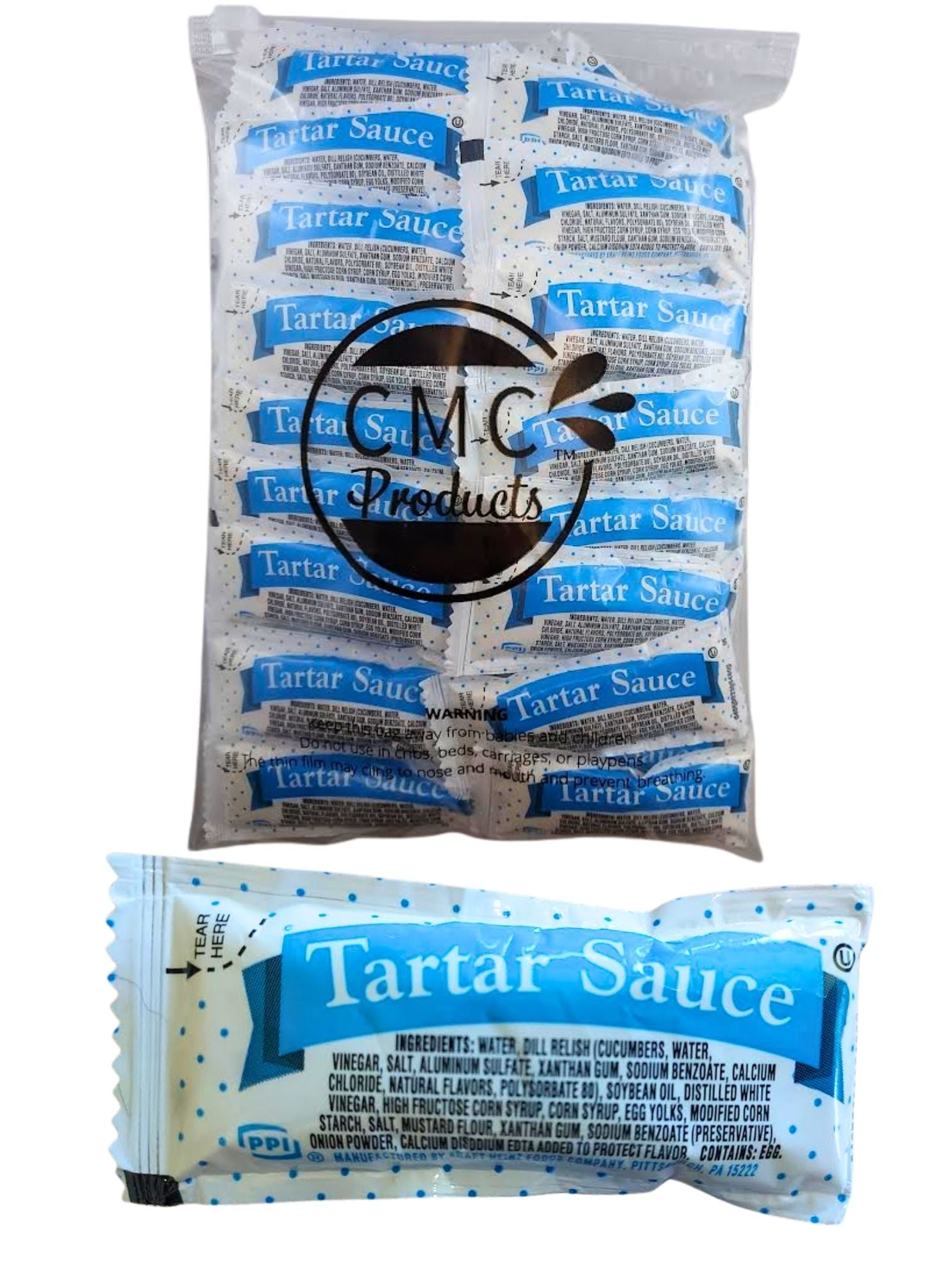 Tartar Sauce Packets – (12g Each) with Spreader in Resealable Slide Seal Bag – Packaged by CMC Products