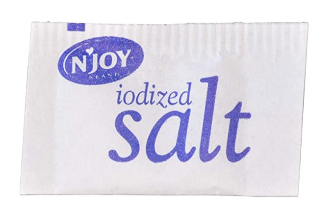 N'JOY Iodized Salt - Salt 1,200 count Individual Packets with CMC Products Bag Clip