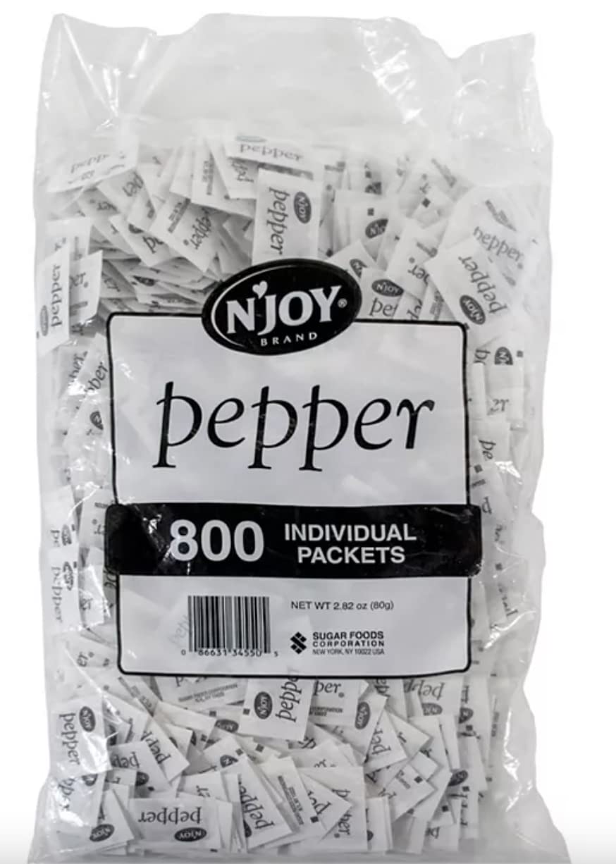 N'JOY Pepper Packets - Pepper 800 Count Individual Packets with CMC Products Bag Clip
