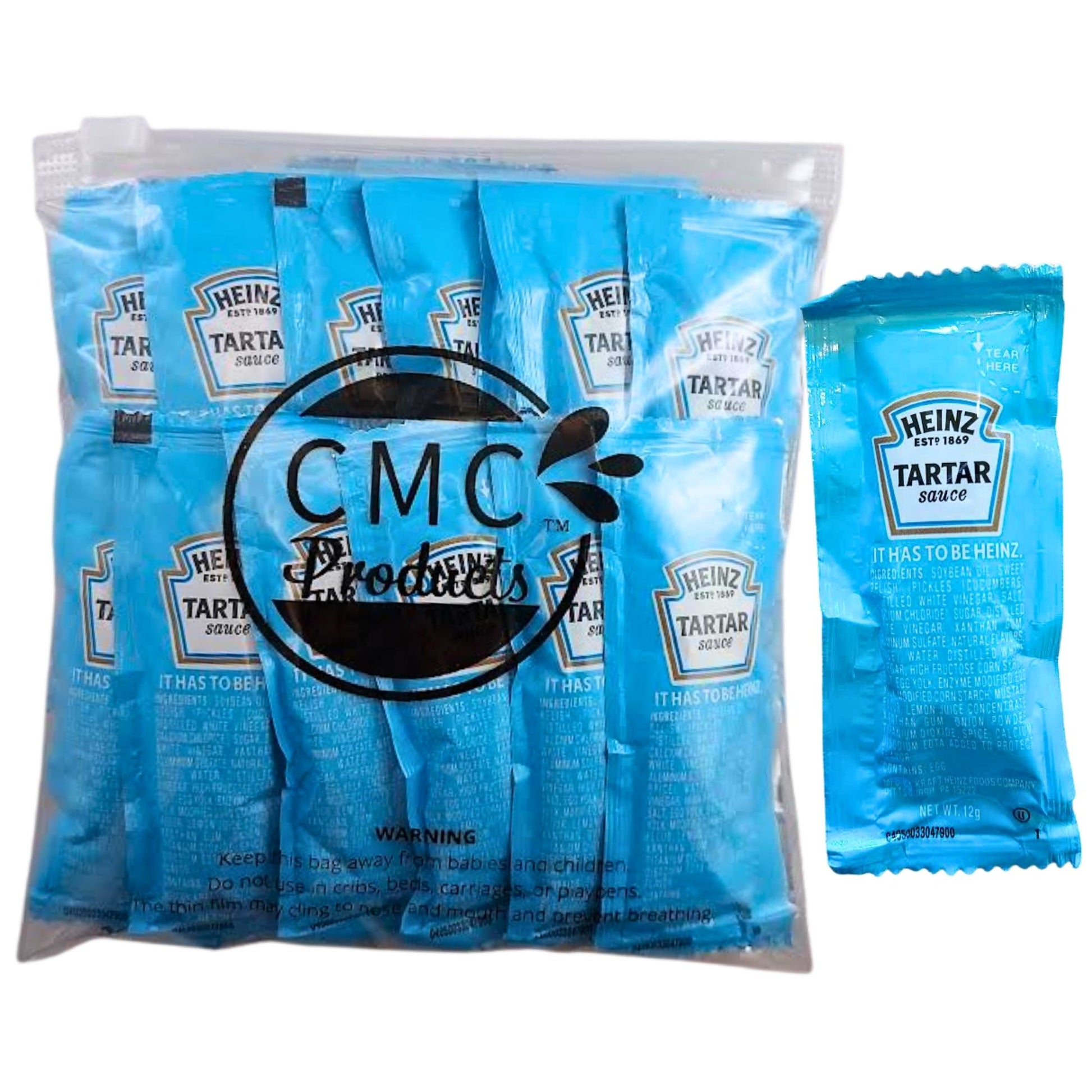 Tartar Sauce Packets –  (12g Each) with Spreader in Resealable Slide Seal Bag – Packaged by CMC Products