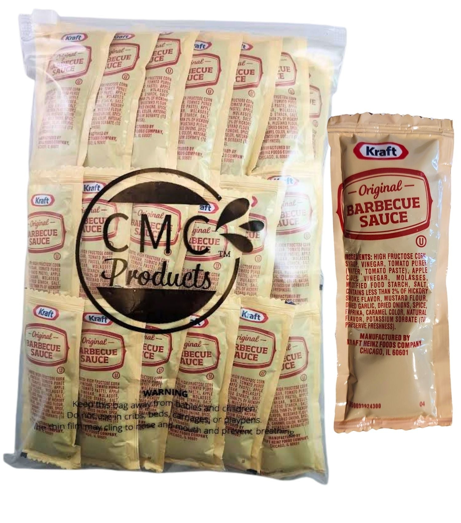 Original Barbecue Sauce Packets – (12g Each) with Spreader in Resealable Slide Seal Bag – Packaged by CMC Products