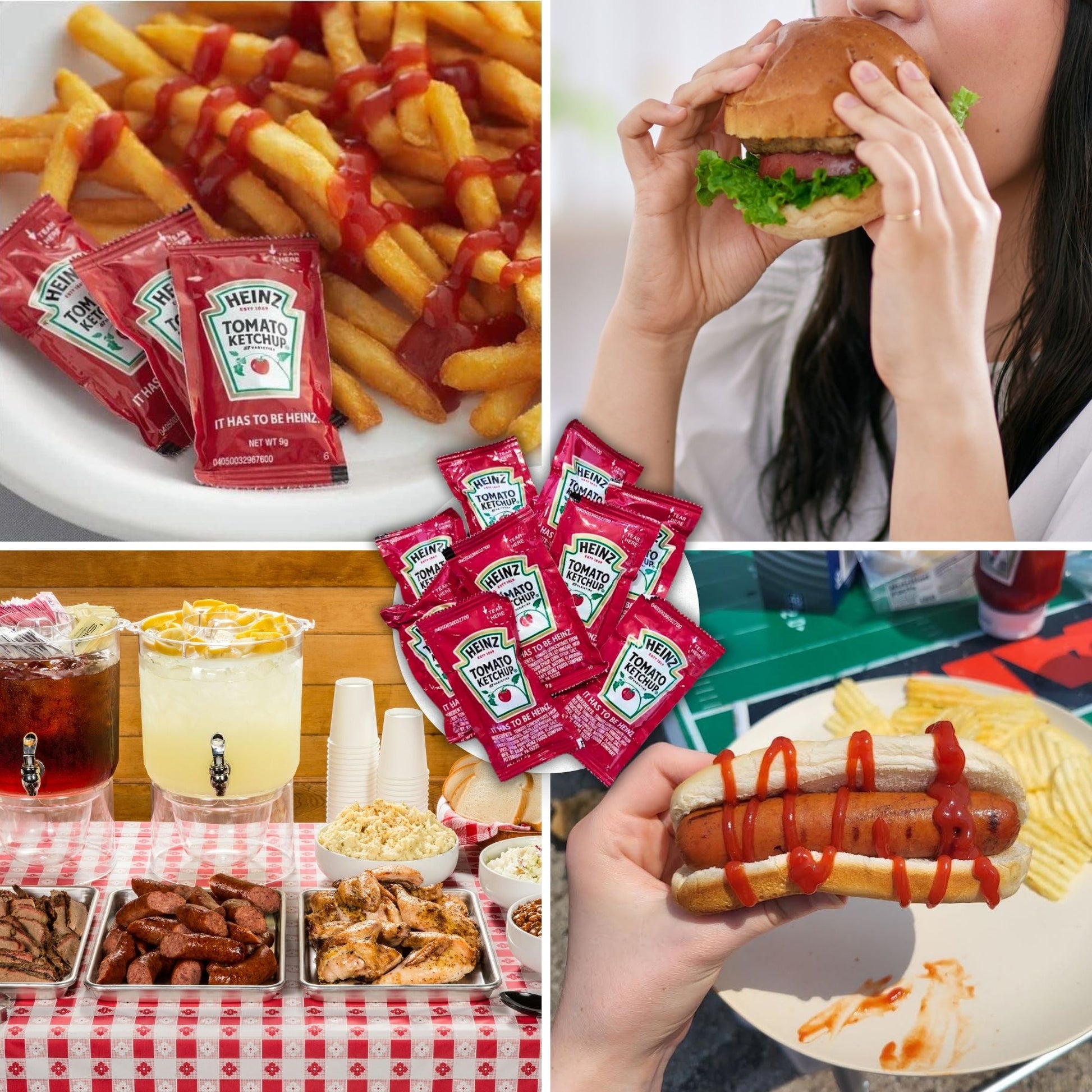 25, 50 & 100 Packs of Heinz 9g Ketchup Condiment Packets - Ketchup w/ Plastic Food Bag & Slide Seal