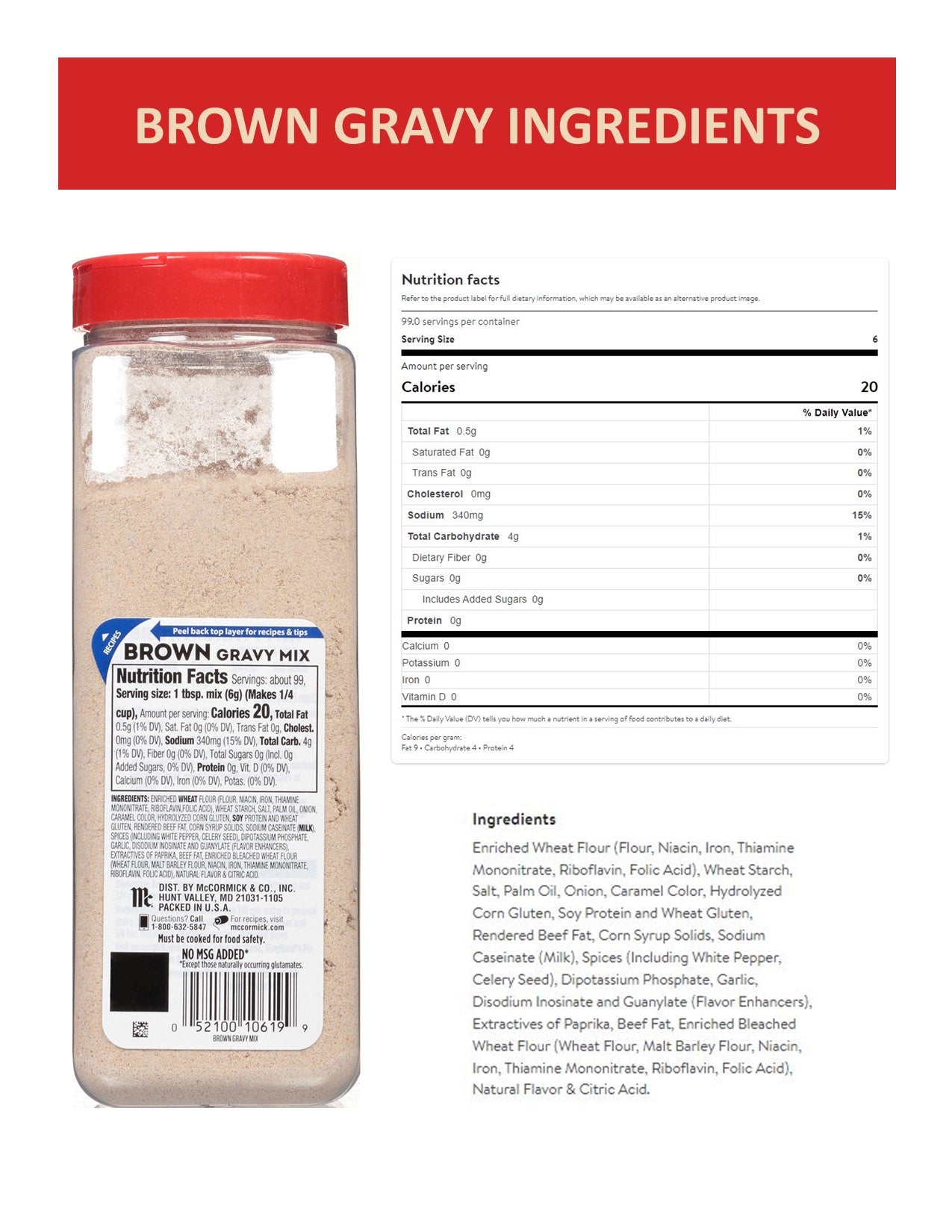 McCormick Gravy Mix - McCormick Brown Gravy, 21 Ounce and Poultry Gravy 18 Ounce w/Custom CMC Measuring Spoon 1tbsp & 1tsp