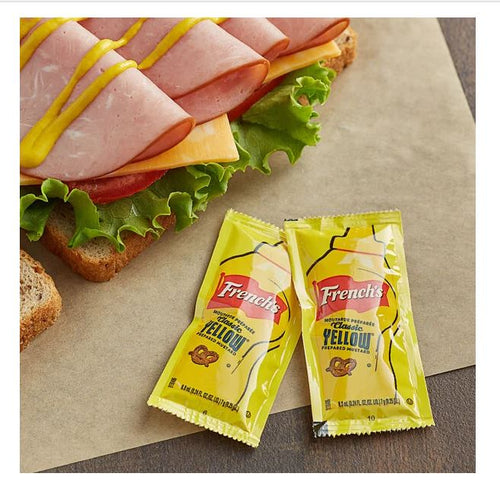 25, 50 & 100 Packs of French’s Mustard Packets - Single Serve Mustard Condiment Packs in Slide Seal Bag