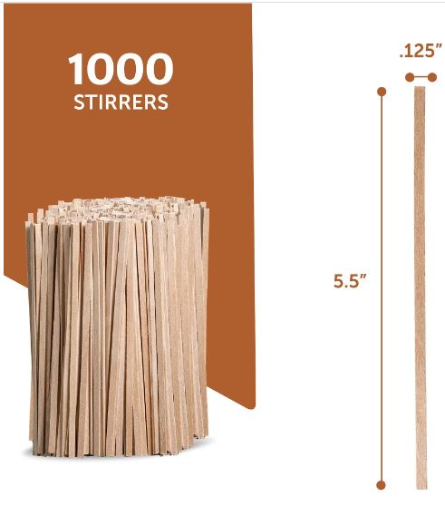 SPIXIR Coffee Stirrers Disposable Wooden Coffee Stir Sticks - Biodegradable Eco-Friendly Round-End Birchwood 5.5 Inches Large Wooden Stir Sticks 