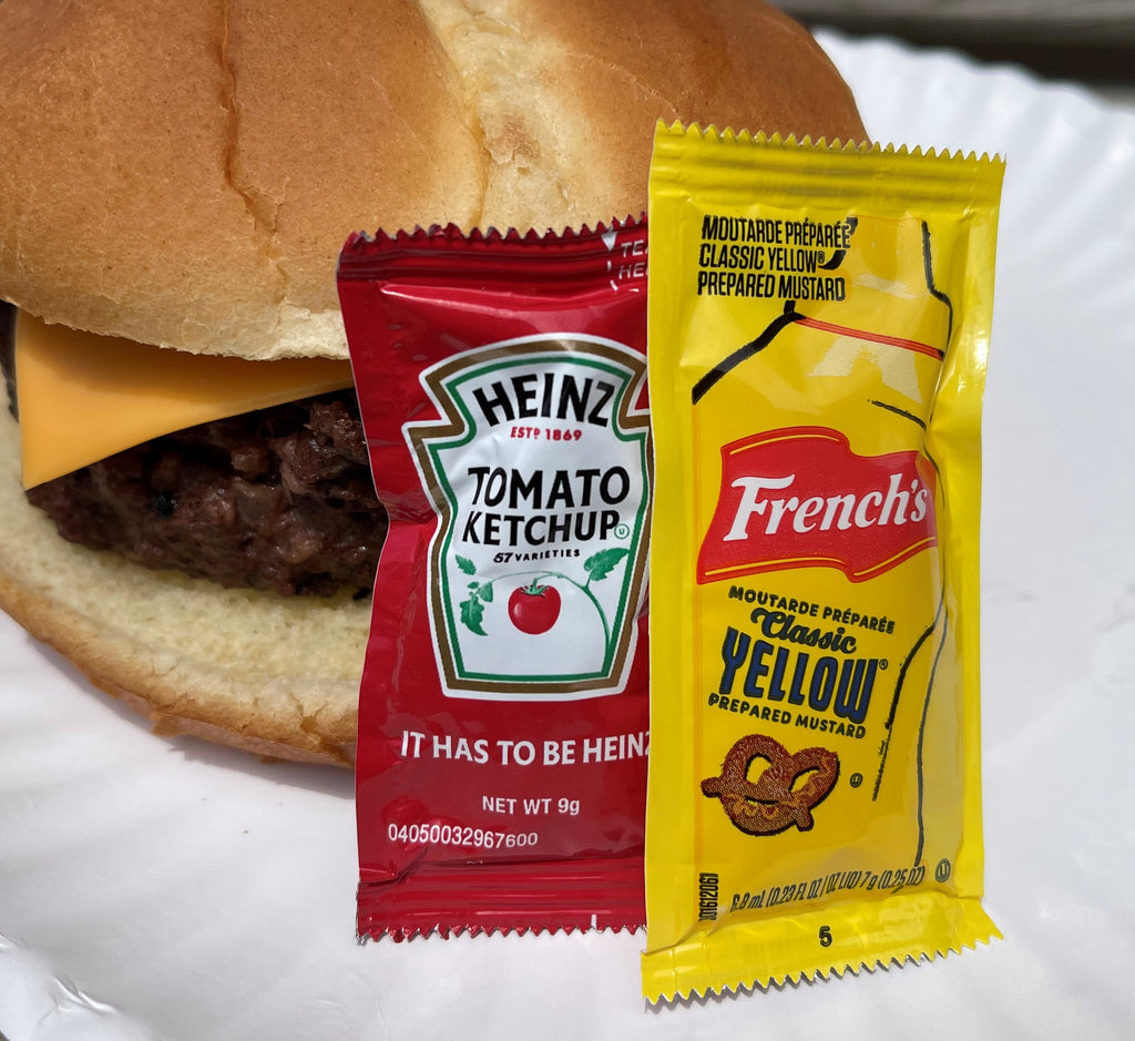 Heinz 9g Ketchup Packets & French’s Mustard Packets – with CMC Products Bag Clip - Packaged by CMC Products