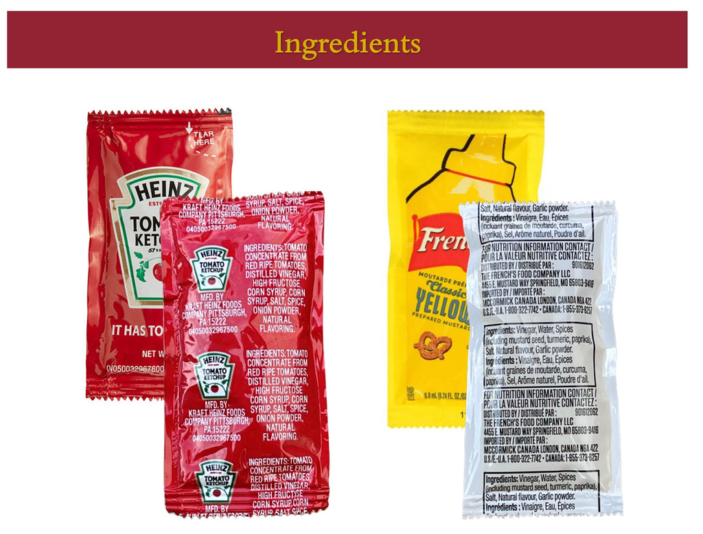 Heinz 9g Ketchup Packets & French’s Mustard Packets – with CMC Products Bag Clip - Packaged by CMC Products