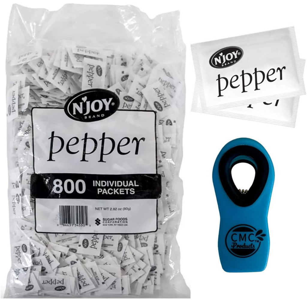 N'JOY Pepper Packets - Pepper 800 Count Individual Packets with CMC Products Bag Clip