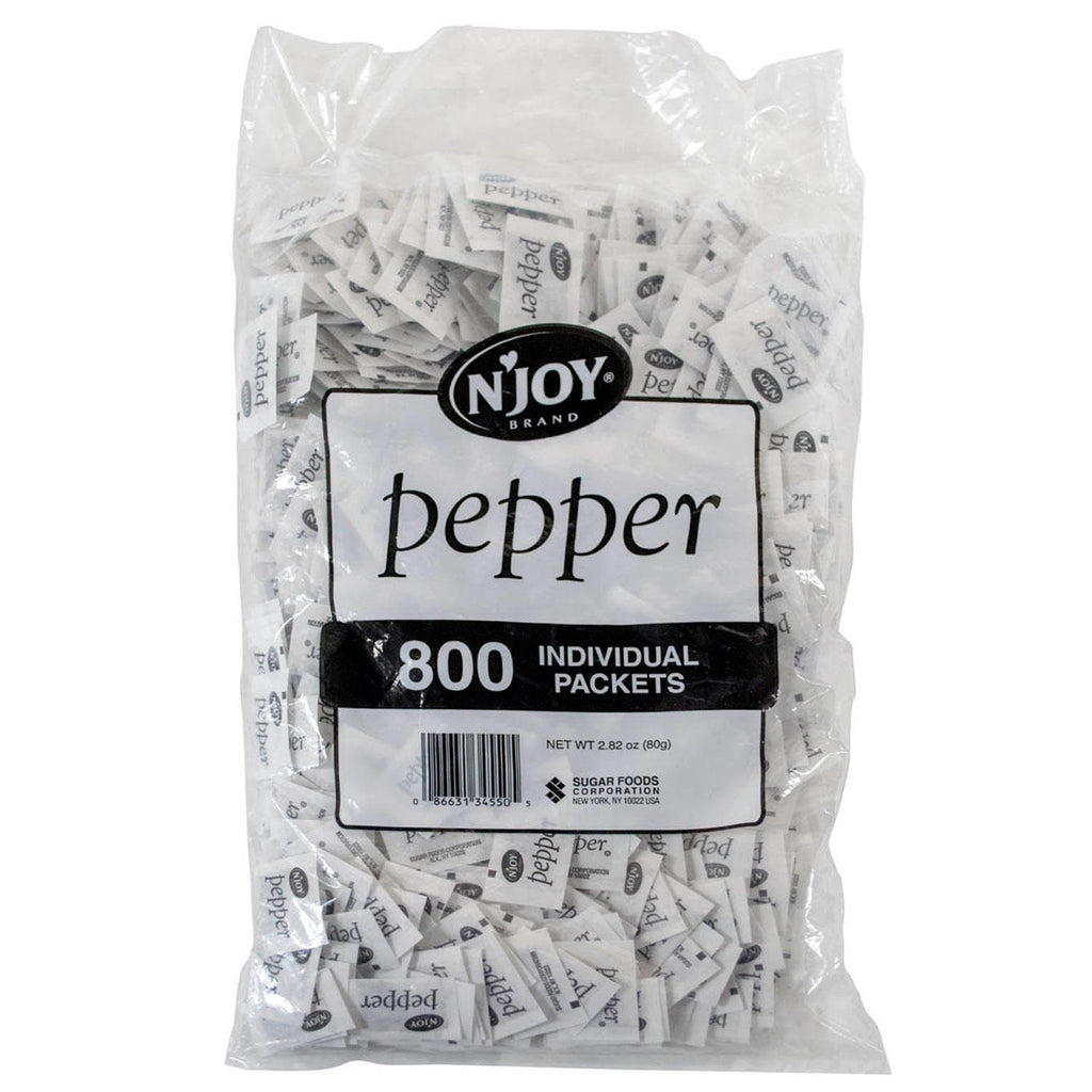 N'JOY Iodized Salt & Pepper- Salt 1,200 count & Pepper 800 Individual Packets with CMC Products Bag Clip