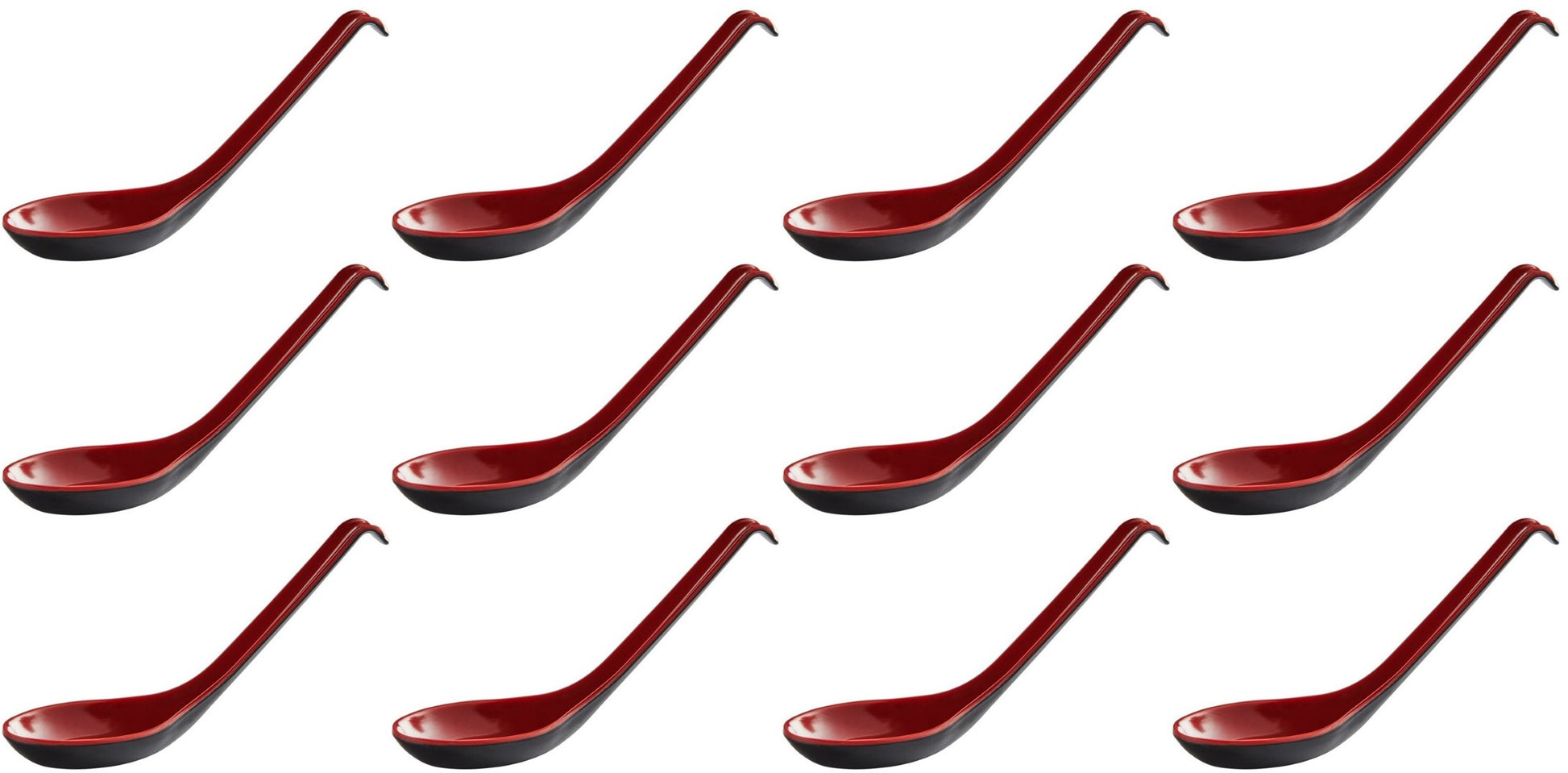 Red and Black 6.5-inch Asian Soup Spoon with Hook– Fuji Chinese Japanese Korean Style Spoon