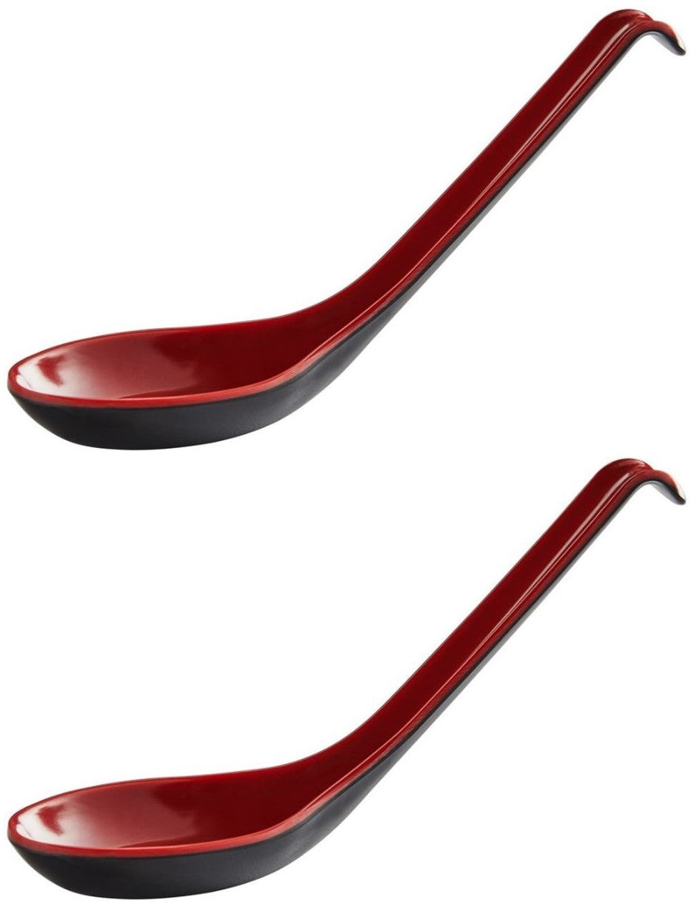 Red and Black 6.5-inch Asian Soup Spoon with Hook– Fuji Chinese Japanese Korean Style Spoon